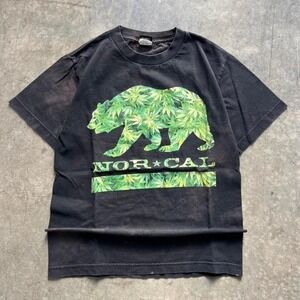 Vintage Sun Bleached NorCal No Fear Weed Marijuana Skate Shirt Size Small